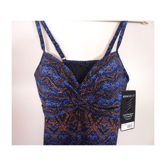 Miraclesuit Thebes Allura Tankini Top Blue Women's Size 14 NWT - Picture 2 of 4
